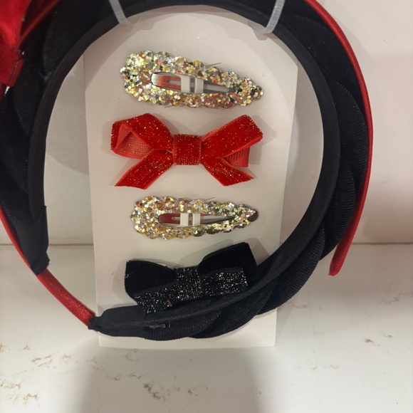 Cat & Jack Hair Accessories 6 pack 2 headbands, 4 bows Holiday Christmas - Picture 3 of 5